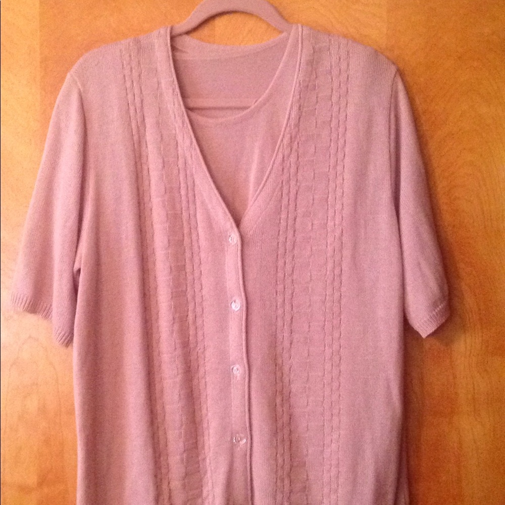 2-pieces knitted short sleeves light sweater